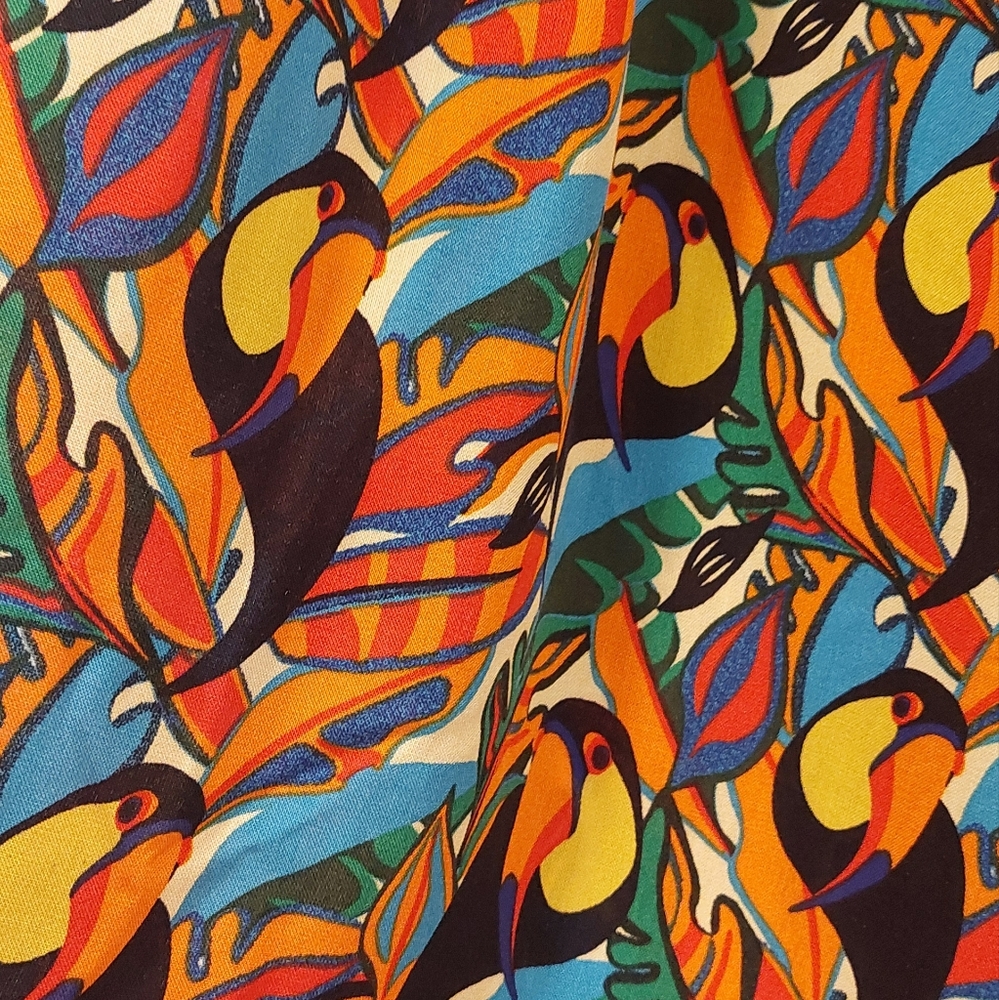Colorful A-Line Pants with Leaf Pattern - Picture 2 of 8